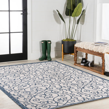 Madrid Vintage Filigree Textured Weave Indoor/outdoor Area Rug